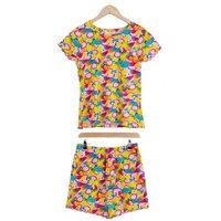 Unisex Black Ladies Lightweight Cotton Fruit Print Pyjama Short Set - Breathable Summer Loungewear