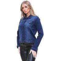 Unisex Black Ladies Longline Stretch Denim Jacket - Classic Button-Up, Stretchable, Versatile Outerwear