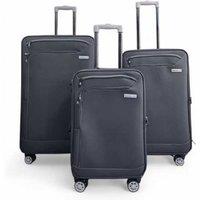 Lightweight Black Soft Shell 8 Wheels Cabin Suitcase Set