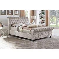 Sara Crush Velvet Sleigh Bed Frame With Memory Foam Mattress