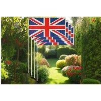 Weather-Resistant Union Jack Hand Flags - PVC, 4 or 12 Pack, 12" x 8", Long Handle