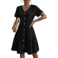 Blue Women's Breathable Cotton-Linen Summer Dress!