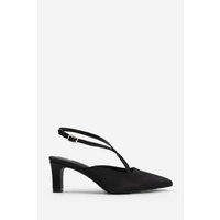 Unisex Black Women'S Serna Pointed Toe Low Block Heel Dress Shoes With Cross Over Ankle Strap
