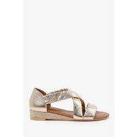 Unisex White Women'S Casual Espadrille Low Wedge Slip-On Sandals With Soft Fabric Cross Strap