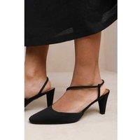 Unisex Black Women'S Wide Fit Slingback Heels - Pointed Toe, Elegant Cross Over Straps