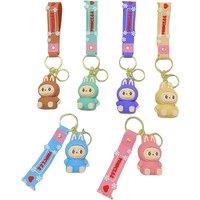 Unisex Black Lafufu Cartoon Silicone Keychain - Pack Of 3 Or 6Pcs