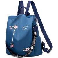 Floral Embroidered Anti Theft Backpack - Black, Blue Or Khaki