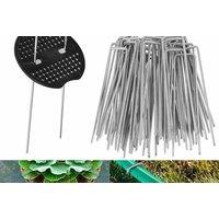 50 Weed Control Pegs + Washers - U-Shaped Galvanised Pins