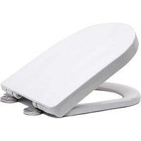 D Shape White Toilet Seat - Soft Close, Anti-Bacterial