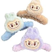 Unisex White Lafufu Plush Shark Clip - Soft Velvet Macaron Hair Accessory For All Genders, Strong Hold, Versatile Summer Styling