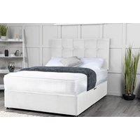 White Plush Divan Bed with Storage Drawers, Plush Upholstery & Memory Sprung Mattress - Single, Double, King