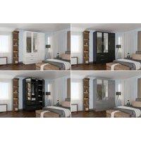 Contemporary High Gloss 3 Door Wardrobe With Mirror - Modern Bedroom Storage, White/Black/Grey, Space-Saving Design