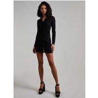 Women's Black Pink Vanilla Long Sleeve Collar Mini Dress - Stretch Polyester, Classic Collar, UK Made, Versatile Fit