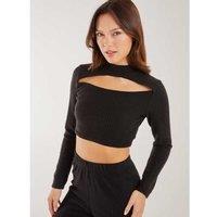 Unisex Black Soft Brushed Long Sleeve Lounge Top - Relaxed Fit, Stretch, Made in UK
