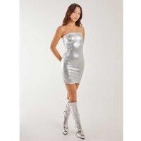 Womens Pink Vanilla Metallic Strapless Mini Dress