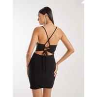 Women's Black Pink Vanilla Diamante Peekaboo Mini Dress