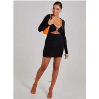Women's Black Pink Vanilla Gold Trim Slinky Cut Out Dress