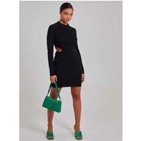 Women's Black Pink Vanilla Side Cut Out High Neck Dress