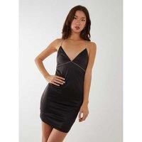 Women's Black Pink Vanilla Rhinestone Crossback Bodycon Dress