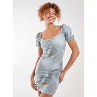 Women's Black Pink Vanilla Tie Dye Ribbed Bardot Mini Dress - Short Sleeve, Bodycon, Polyester Blend, UK Made