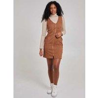 Women's Tan Pink Vanilla Zip Through Cord Dress