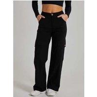 Unisex Women's Black Wide Leg Lightweight Cargo Pants - Breathable Retro Summer Trousers