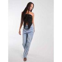 Unisex Black Pink Vanilla Butterfly Effect Ribbed Top - Stretch Fit, Trendy UK Style