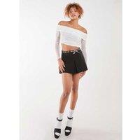 Unisex Ivory Bardot Mesh Long Sleeve Top
