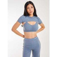 Unisex Blue Pink Vanilla 2in1 Super Soft Active Knit Top - Cut Out, Stretch, Trendy Layer