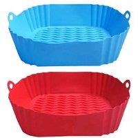 2Pcs Reusable Silicone Air Fryer Liners - Dishwasher Safe, Versatile, Square 21Cm
