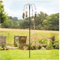 Weather-Resistant Bird Feeding Station With 4 Feeders & Water Dish