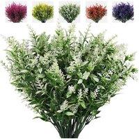 12 Bundles Weather-Resistant Lavender Flower Garden Ornament Outdoor Decor