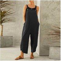Unisex Black Women's Lightweight Wide-Leg Summer Jumpsuit - Adjustable Straps, 5 Colours