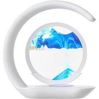 Modern 3-In-1 Wireless Charging Led Table Lamp With Rotating Quicksand Art - Dimmable, Touch-Control, Fast Charging, Glass Finish