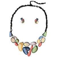 Irregular Color Petal Necklace Earring Set