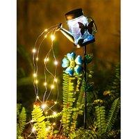 Solar LED Mason Jar Watering Can Lantern - Weatherproof Outdoor Garden Light