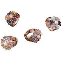 Colorful Clover Flower Ring Bracelet Set