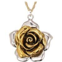 Glossy Two-Tone Rose Earrings And Pendant