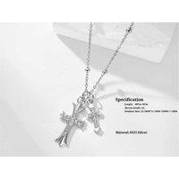 Sterling Silver Cz Diamond Cross Pendant Necklace With Chain