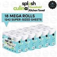 Splesh Culina Ultra Absorbent XL Kitchen Towels, 3-Ply, 18 Jumbo Rolls - Eco-Friendly Cleaning Power