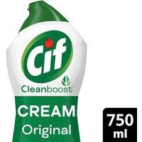 Cif Cleanboost Original Multi-Surface Cream Cleaner 3 Pack - Tough Stain Remover, Eco-Friendly Bottle, Fresh Scent, 750ml Each