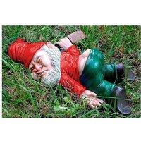 Funny Drunk Garden Gnome Sculpture - Outdoor Resin Patio Ornament Decor