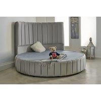 Round Panelled Plush Velvet Super King Bed With Mattress - 11 Colours, Early Bird Option!
