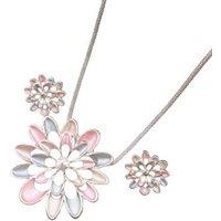Enamel Hollow Sunflower Earrings Long Pendant Set