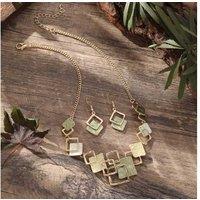 Colorful Geometric Square Earrings Bracelet Necklace Set