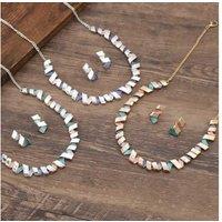 Enamel Spiral Geometric Line Earrings And Necklace Set