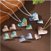 Enamel Heart Earring Necklace Set