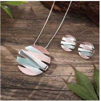 Colorful Geometric Line Round Earring Pendant Set