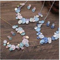 Colorful Oil Painting Geometric Oval Earrings And Necklace Set