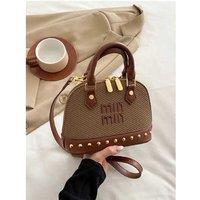 Unisex Black High-Value Splicing Linen Shell Bag